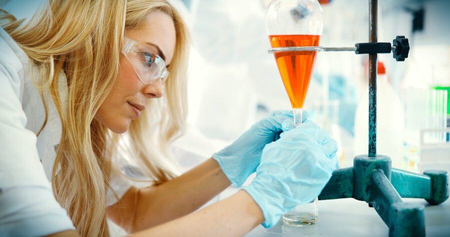 woman completing calibration services for educational equipment